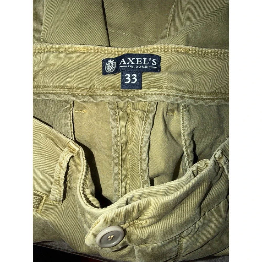 AXEL'S Men's Green Chino Robin Pants Size 33 Vail Colorado Italy Flat Front 28